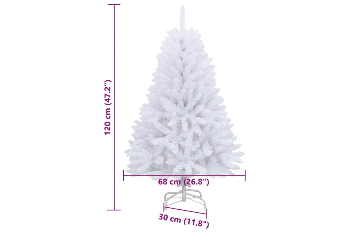 Vidaxl Artificial Hinged Christmas Tree With Stand White 120 Cm-8