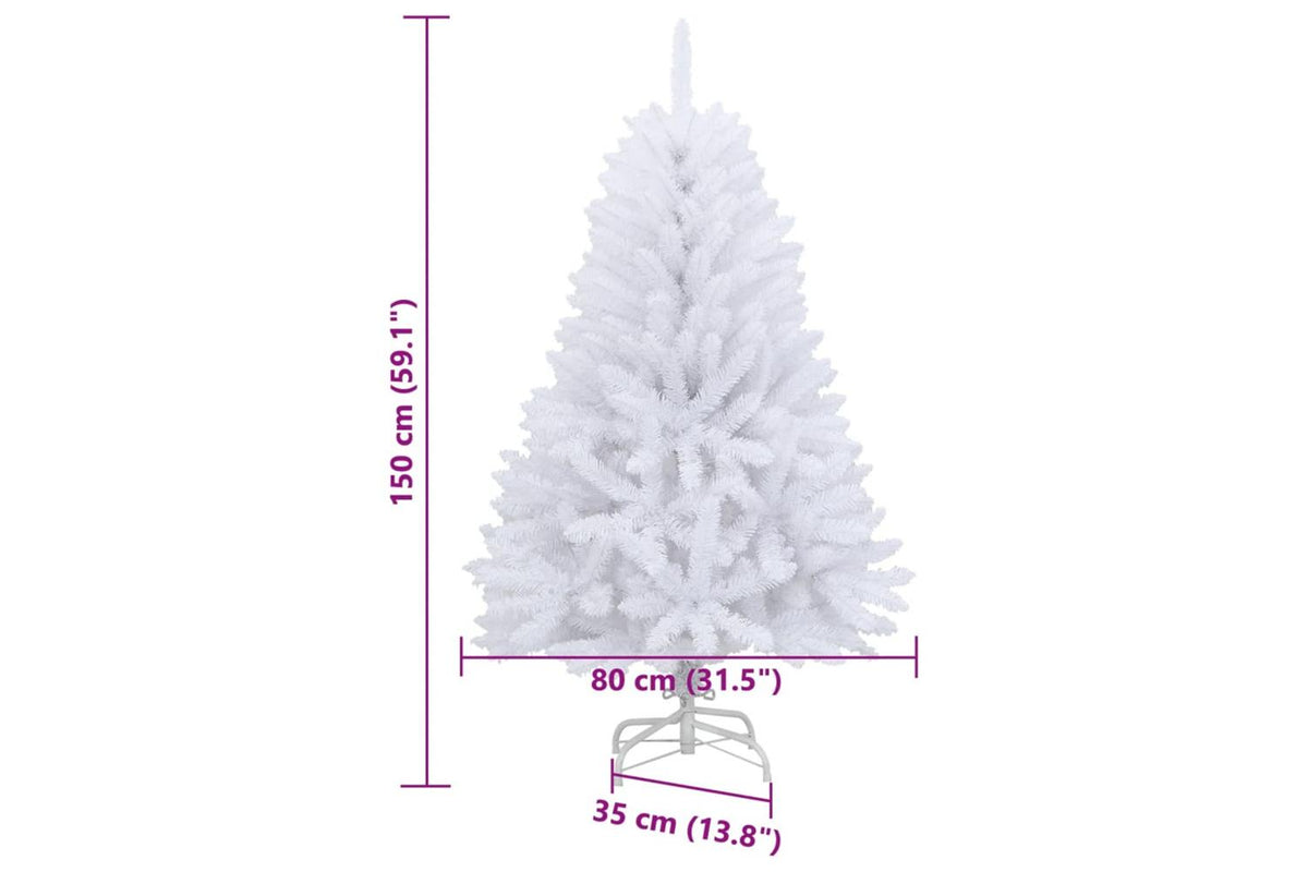 Vidaxl Artificial Hinged Christmas Tree With Stand White 150 Cm-8
