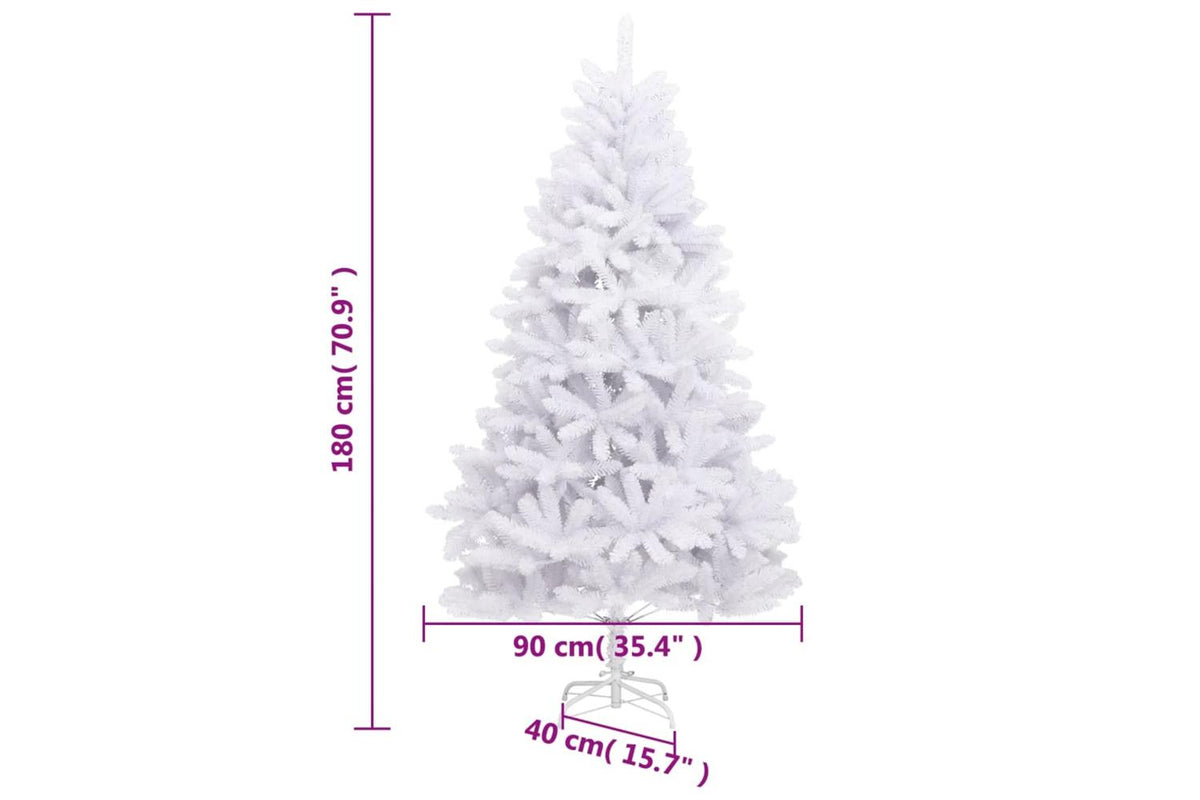 Vidaxl Artificial Hinged Christmas Tree With Stand White 180 Cm-9