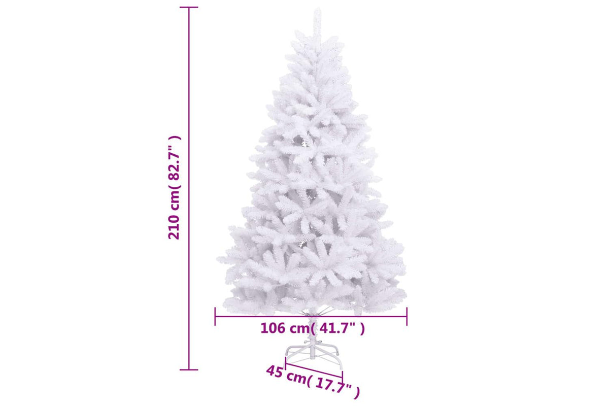 Vidaxl Artificial Hinged Christmas Tree With Stand White 210 Cm-9