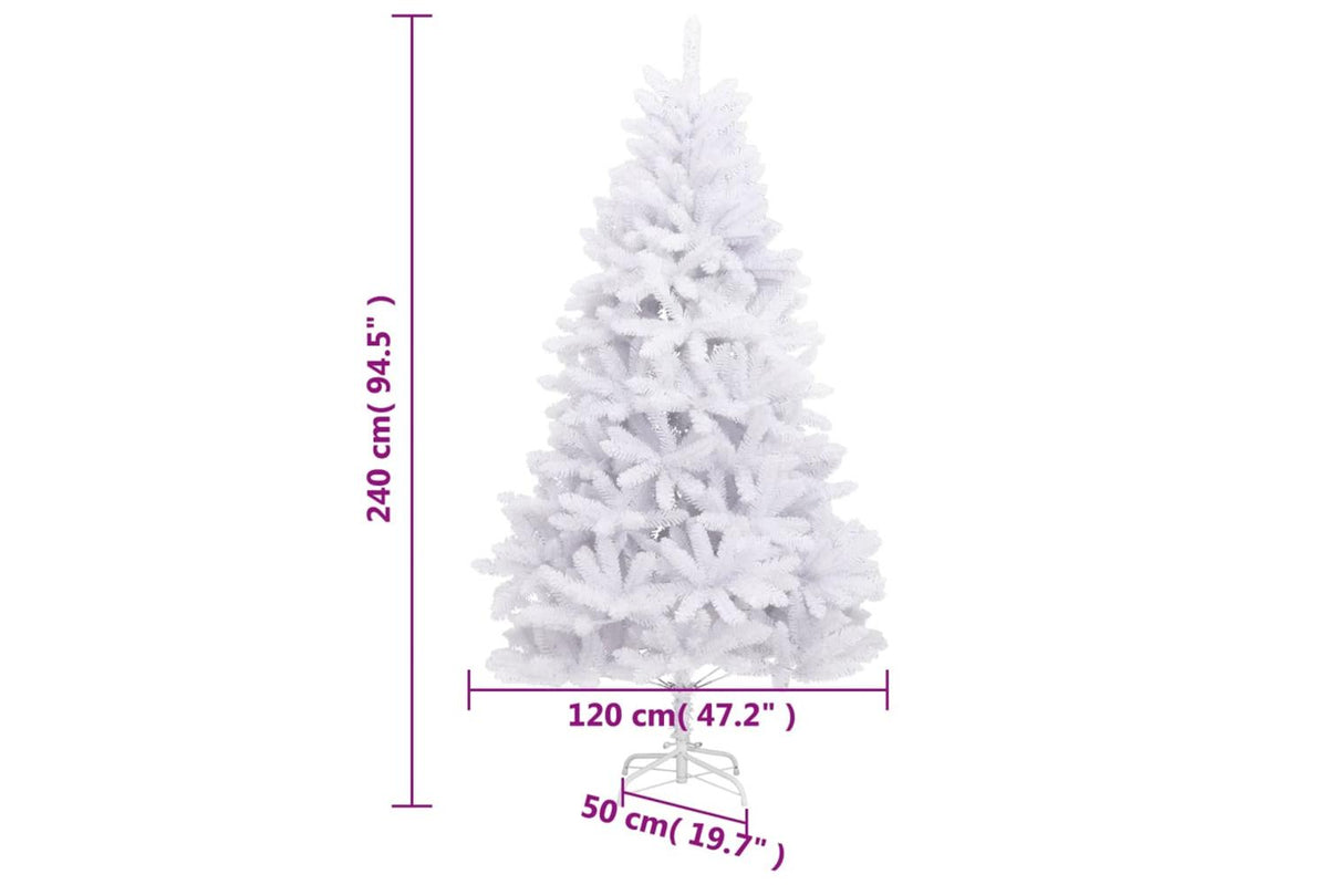Vidaxl Artificial Hinged Christmas Tree With Stand White 240 Cm-9
