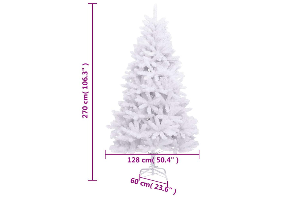 Vidaxl Artificial Hinged Christmas Tree With Stand White 270 Cm-9