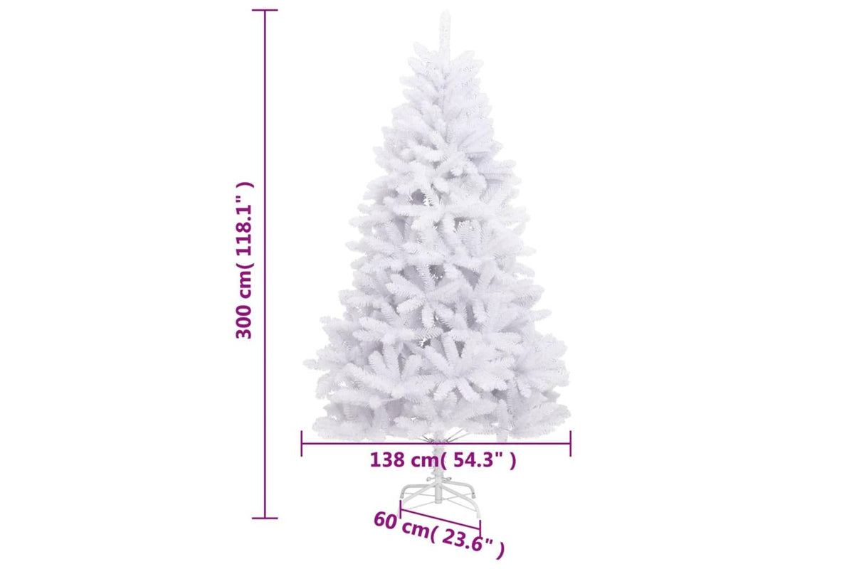 Vidaxl Artificial Hinged Christmas Tree With Stand White 300 Cm-9