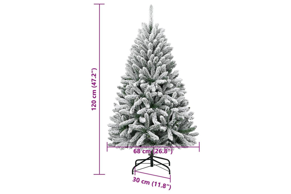Vidaxl Artificial Hinged Christmas Tree With Flocked Snow 120 Cm-8