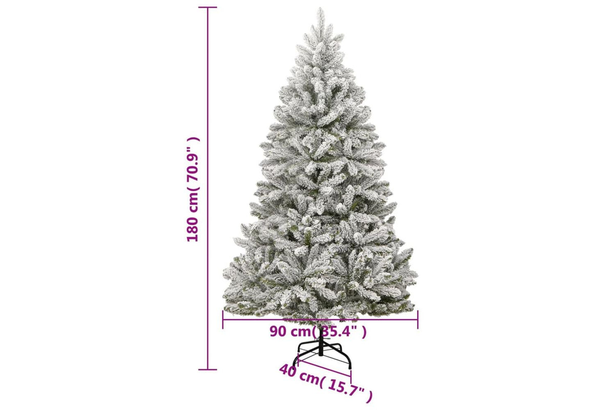 Vidaxl Artificial Hinged Christmas Tree With Flocked Snow 180 Cm-9