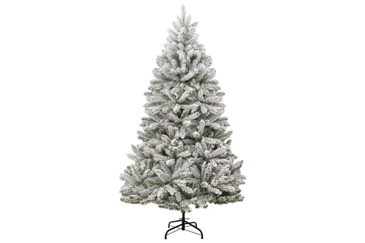 Vidaxl Artificial Hinged Christmas Tree With Flocked Snow 210 Cm-2