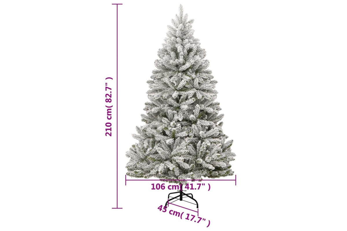 Vidaxl Artificial Hinged Christmas Tree With Flocked Snow 210 Cm-9