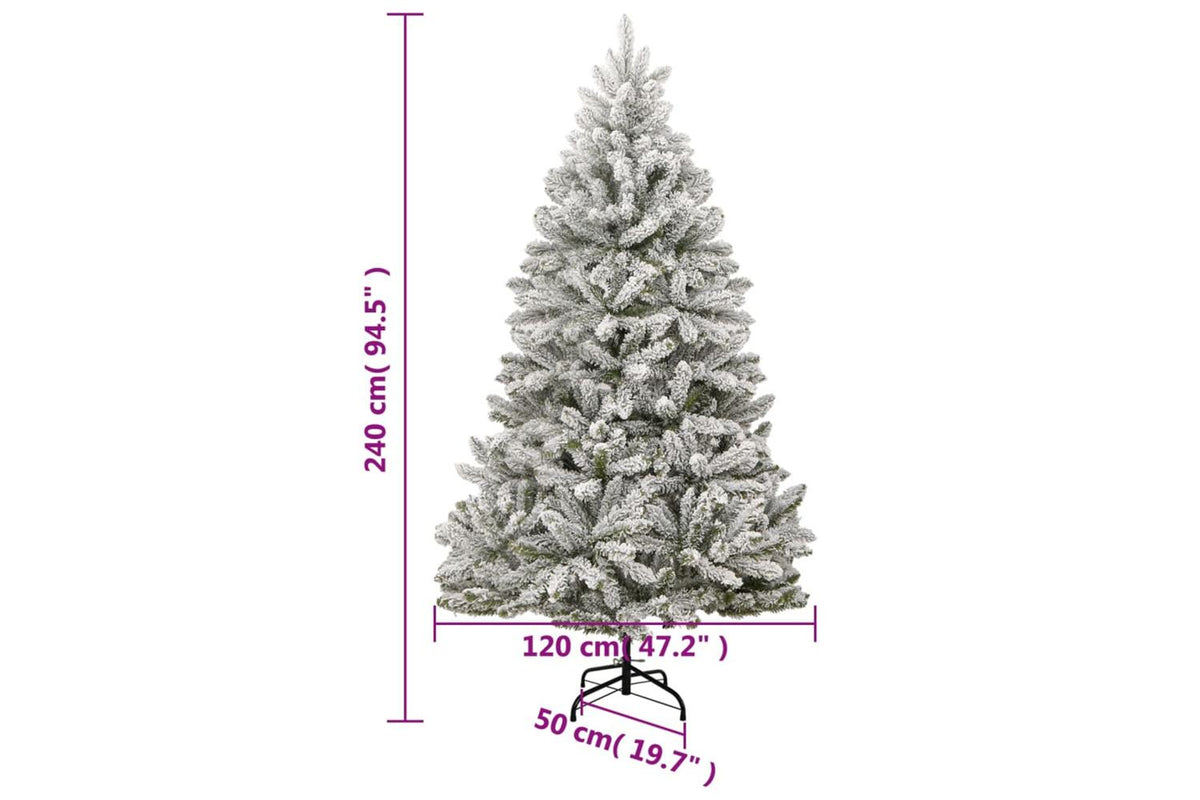 Vidaxl Artificial Hinged Christmas Tree With Flocked Snow 240 Cm-9