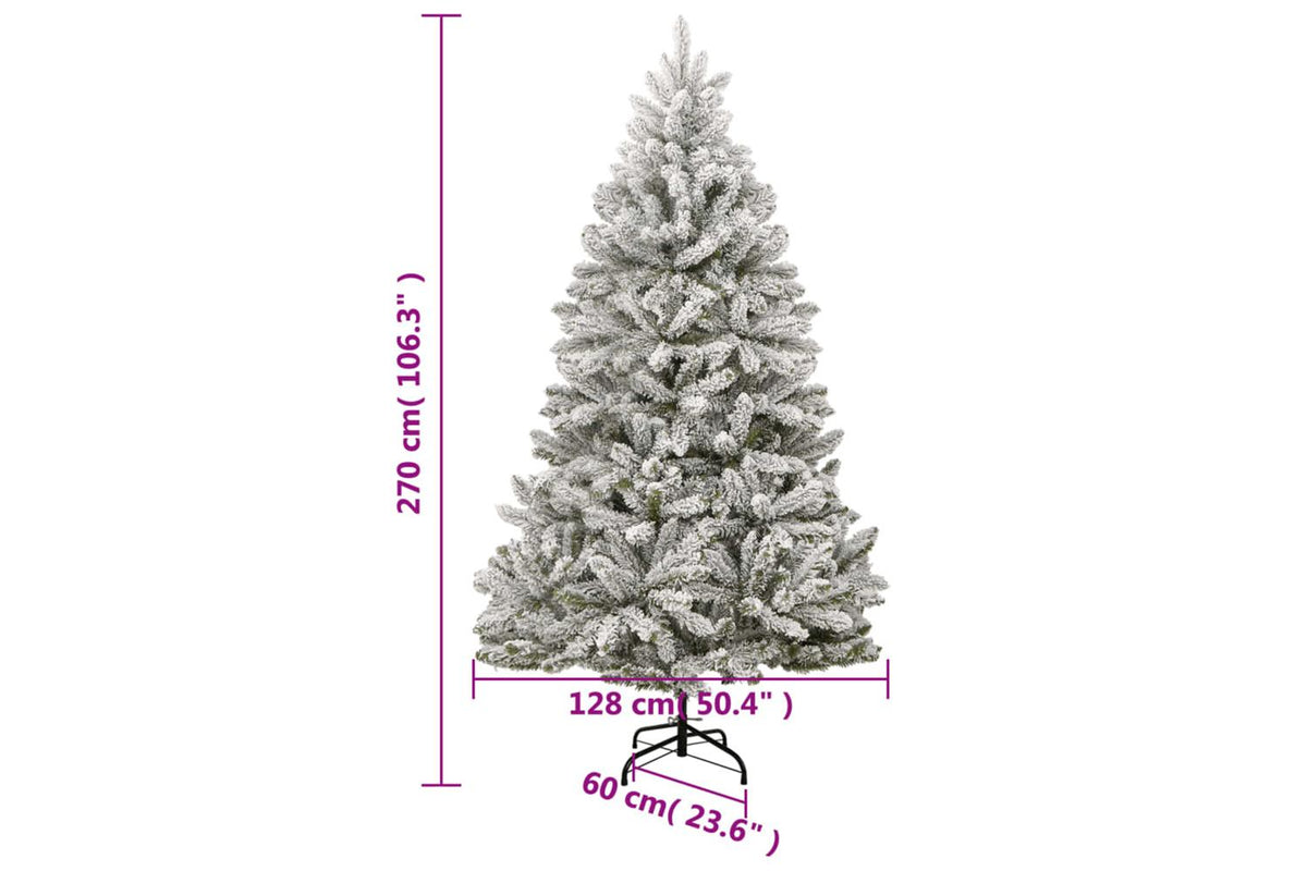 Vidaxl Artificial Hinged Christmas Tree With Flocked Snow 270 Cm-9
