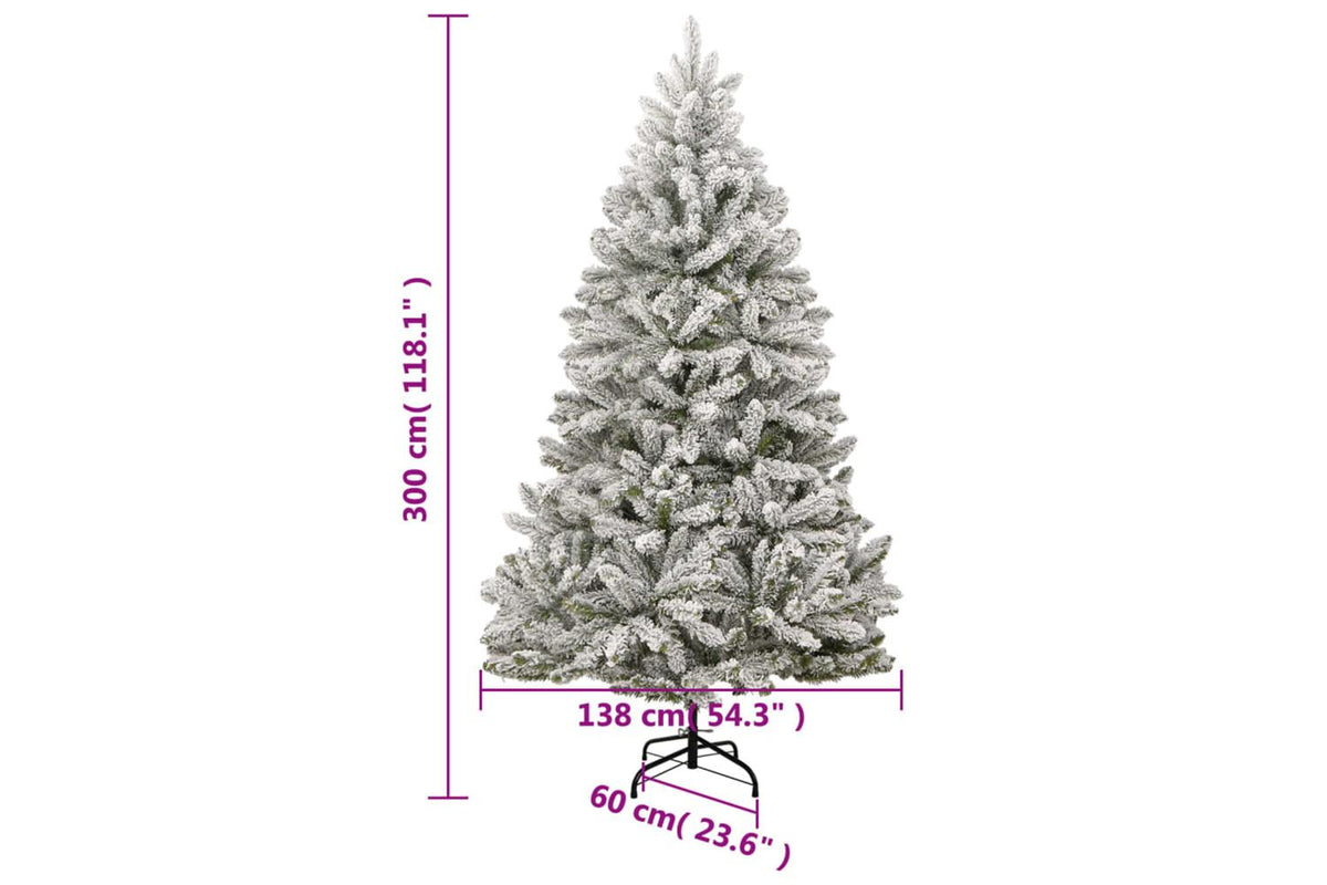 Vidaxl Artificial Hinged Christmas Tree With Flocked Snow 300 Cm-9
