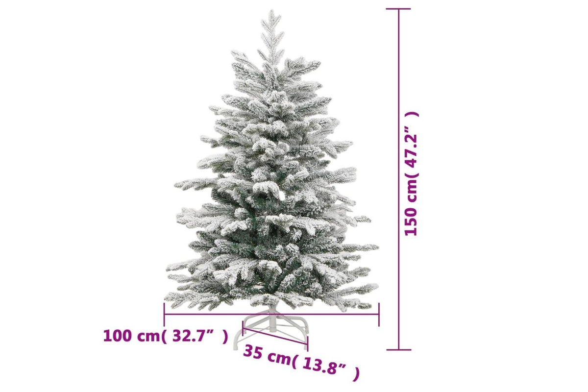 Vidaxl Artificial Hinged Christmas Tree With Flocked Snow 150 Cm-9