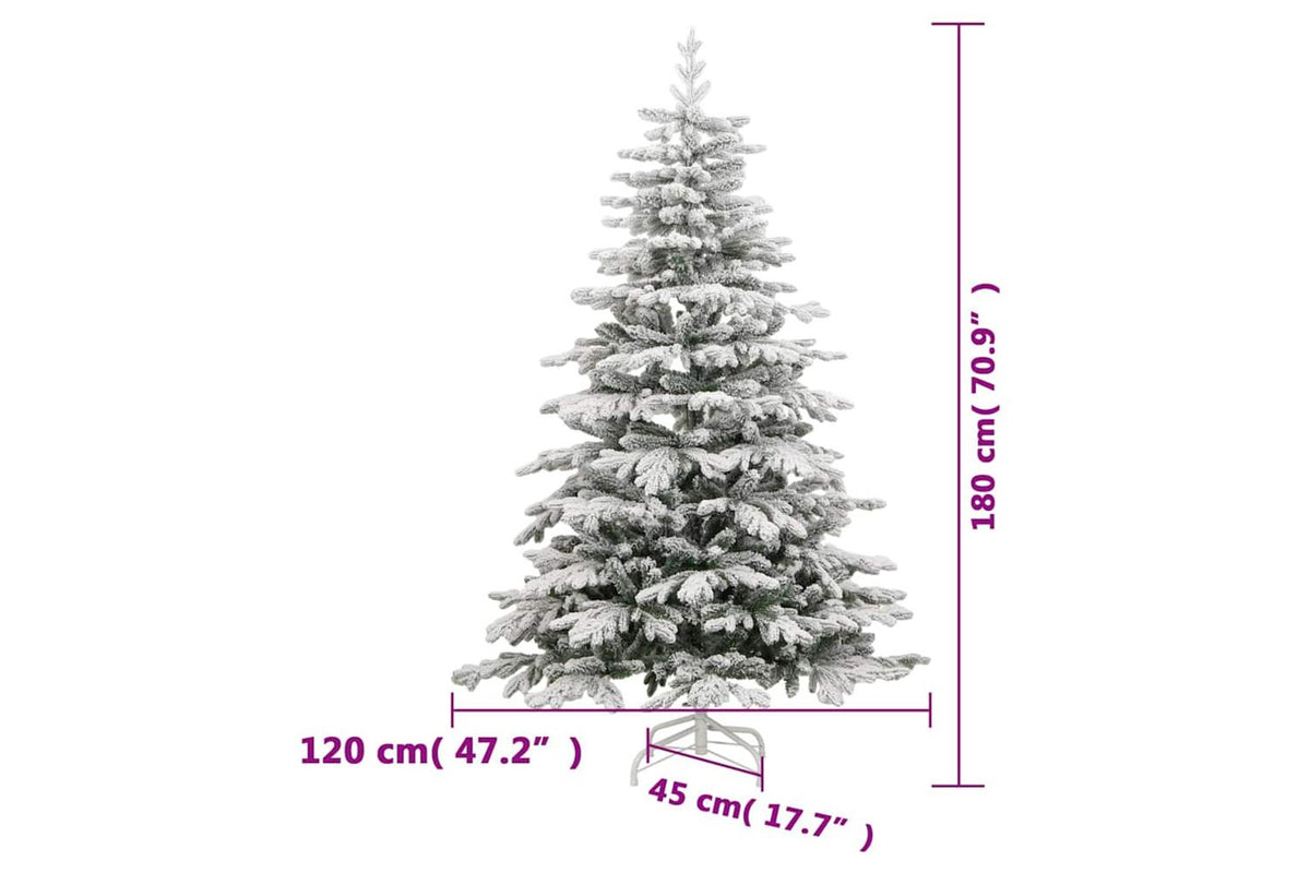 Vidaxl Artificial Hinged Christmas Tree With Flocked Snow 180 Cm-9