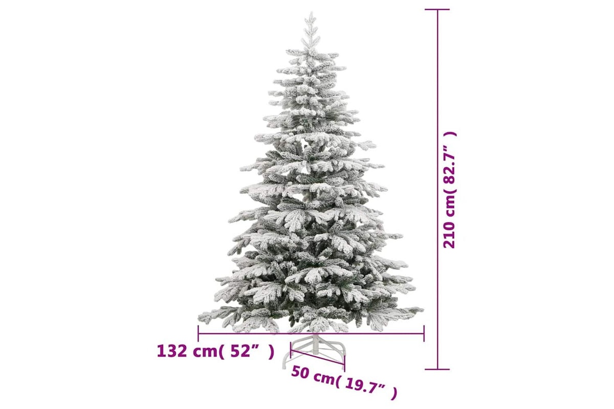 Vidaxl Artificial Hinged Christmas Tree With Flocked Snow 210 Cm-9