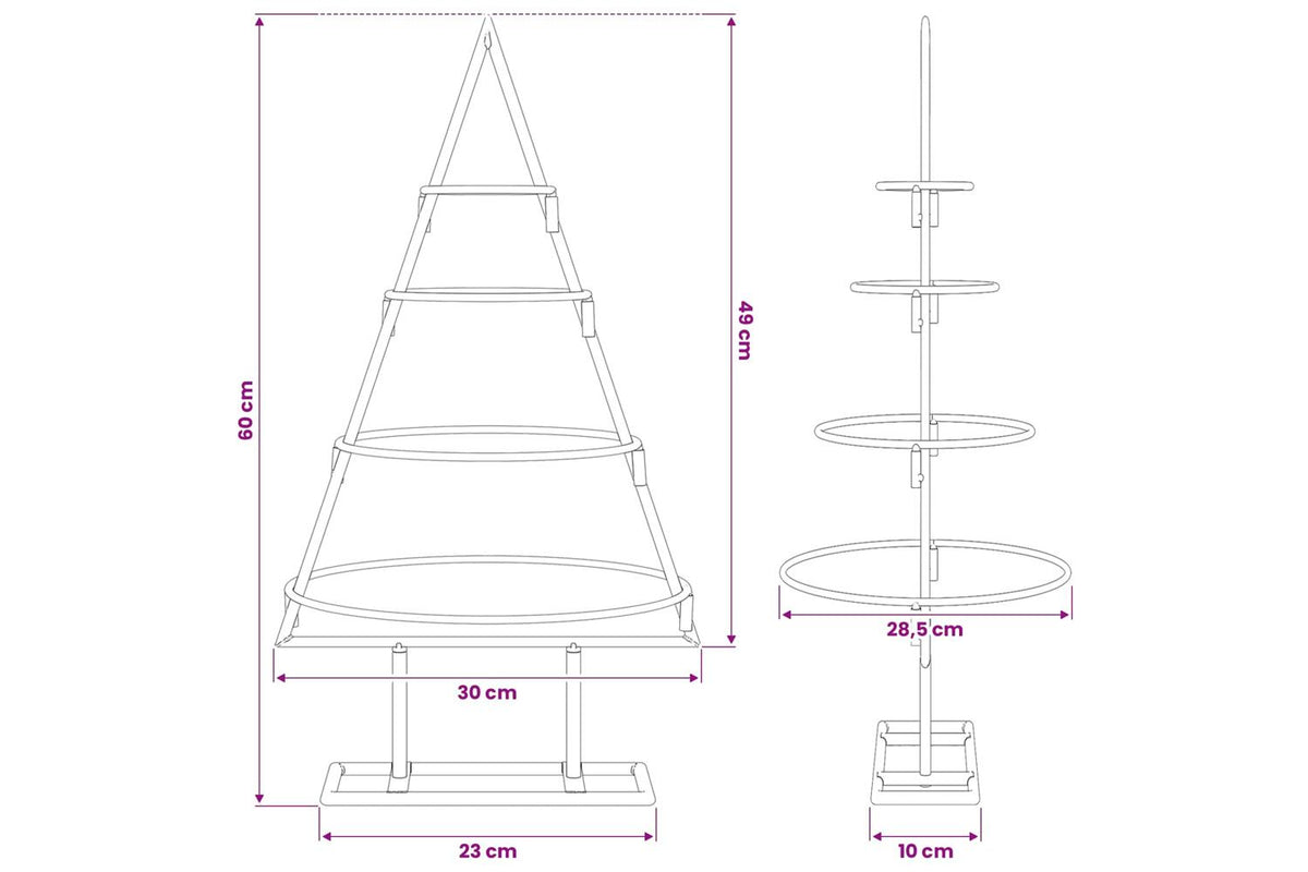 Vidaxl Metal Christmas Tree With Stand Black 60 Cm Powder-coated Steel-7