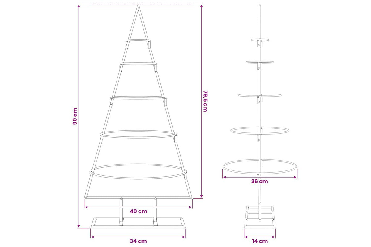 Vidaxl Metal Christmas Tree With Stand Black 90 Cm Powder-coated Steel-7