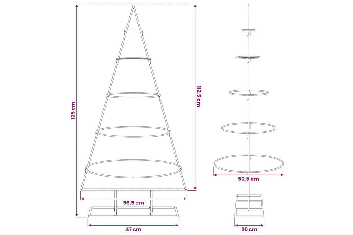 Vidaxl Metal Christmas Tree Black 125 Cm Powder-coated Steel-7
