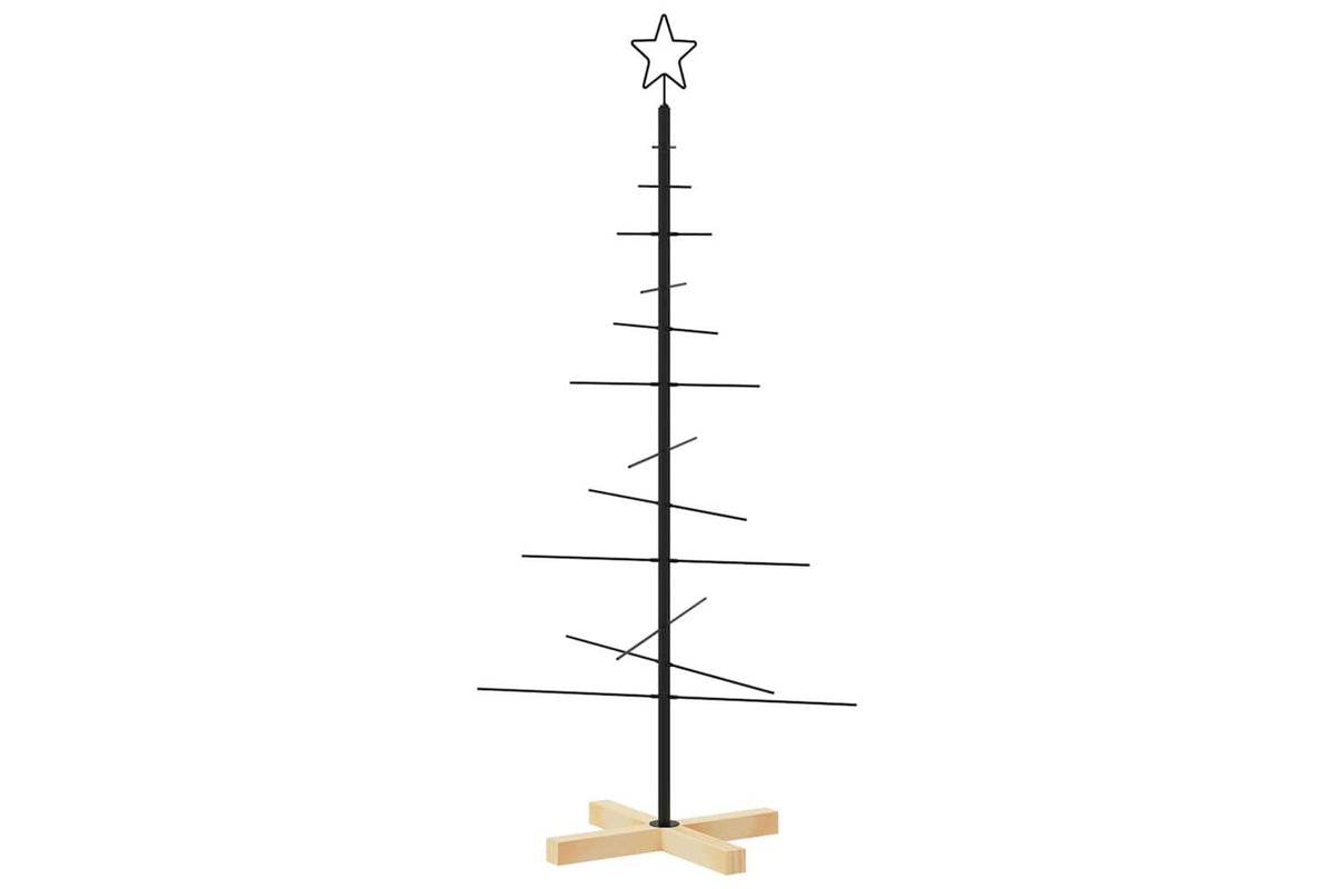 Vidaxl Metal Christmas Tree With Wooden Base Black 120 Cm-2