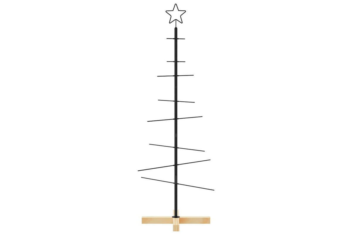 Vidaxl Metal Christmas Tree With Wooden Base Black 120 Cm-3