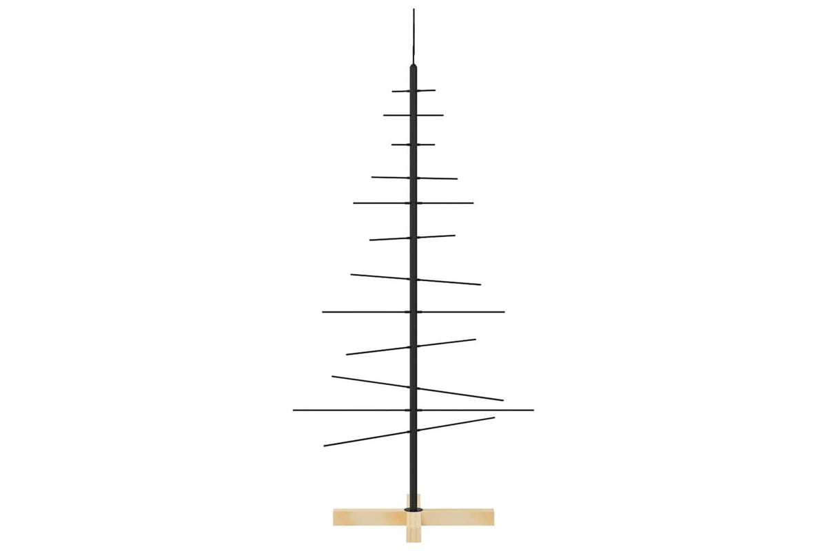 Vidaxl Metal Christmas Tree With Wooden Base Black 120 Cm-4