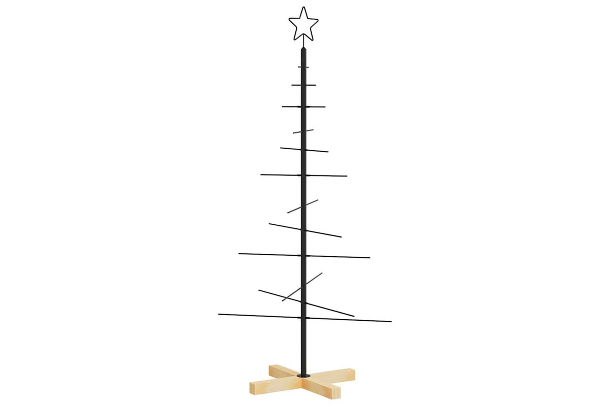 Vidaxl Metal Christmas Tree With Wooden Base Black 120 Cm-5