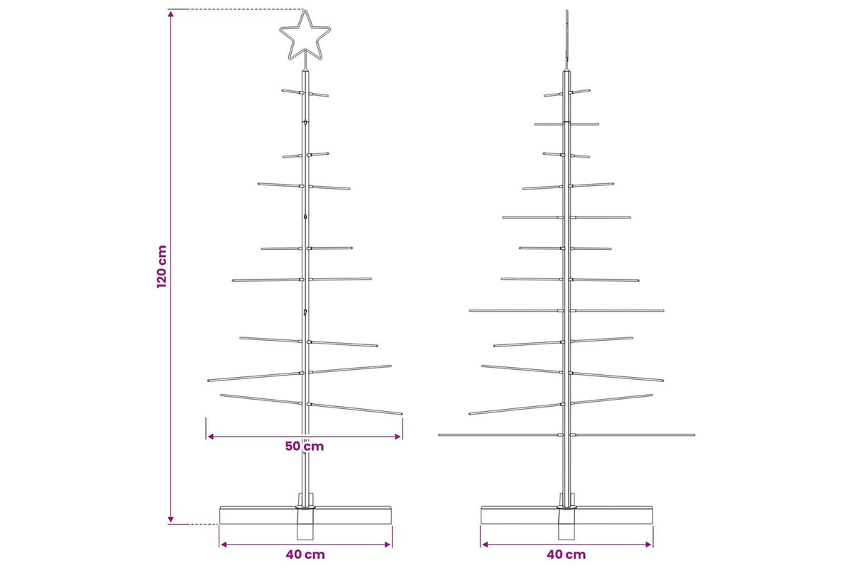 Vidaxl Metal Christmas Tree With Wooden Base Black 120 Cm-7
