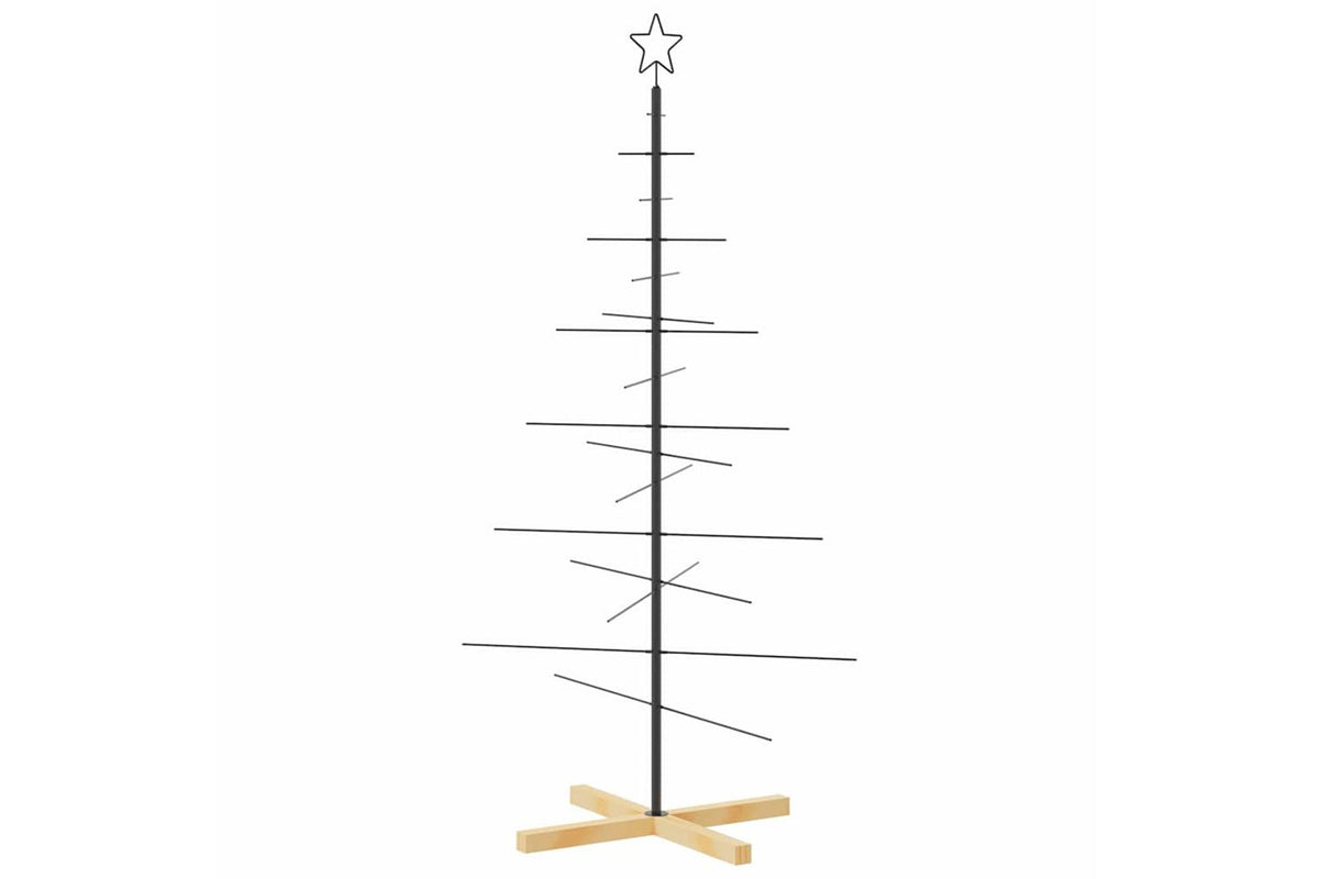 Vidaxl Metal Christmas Tree With Wooden Base Black 150 Cm