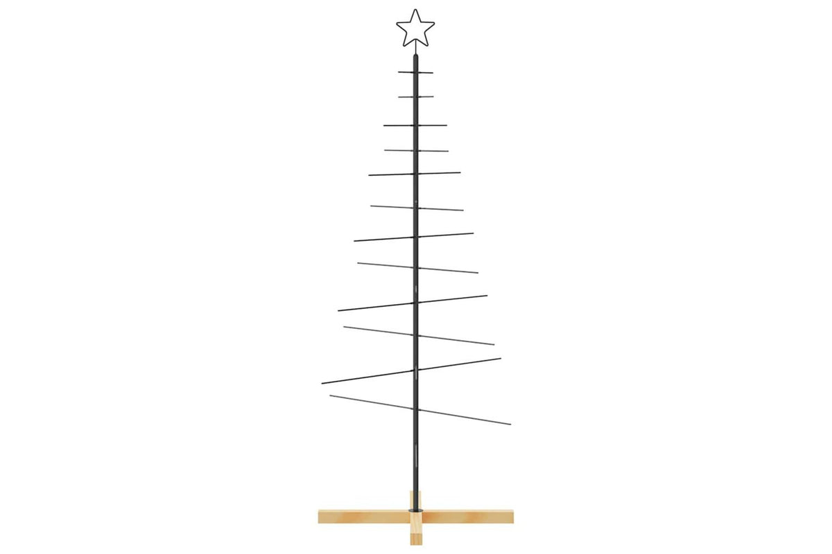Vidaxl Metal Christmas Tree With Wooden Base Black 150 Cm-3
