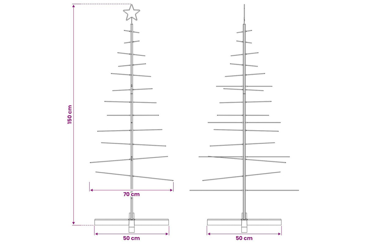 Vidaxl Metal Christmas Tree With Wooden Base Black 150 Cm-7