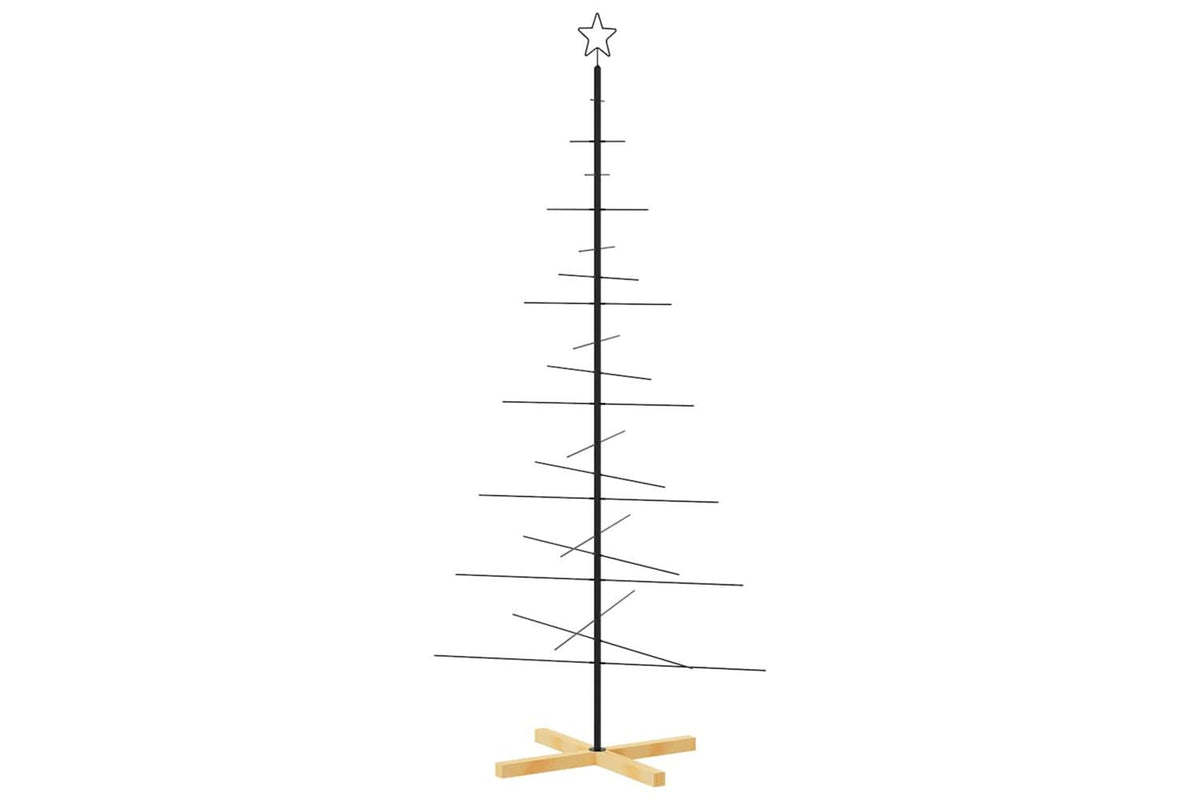 Vidaxl Metal Christmas Tree With Wooden Base Black 180 Cm