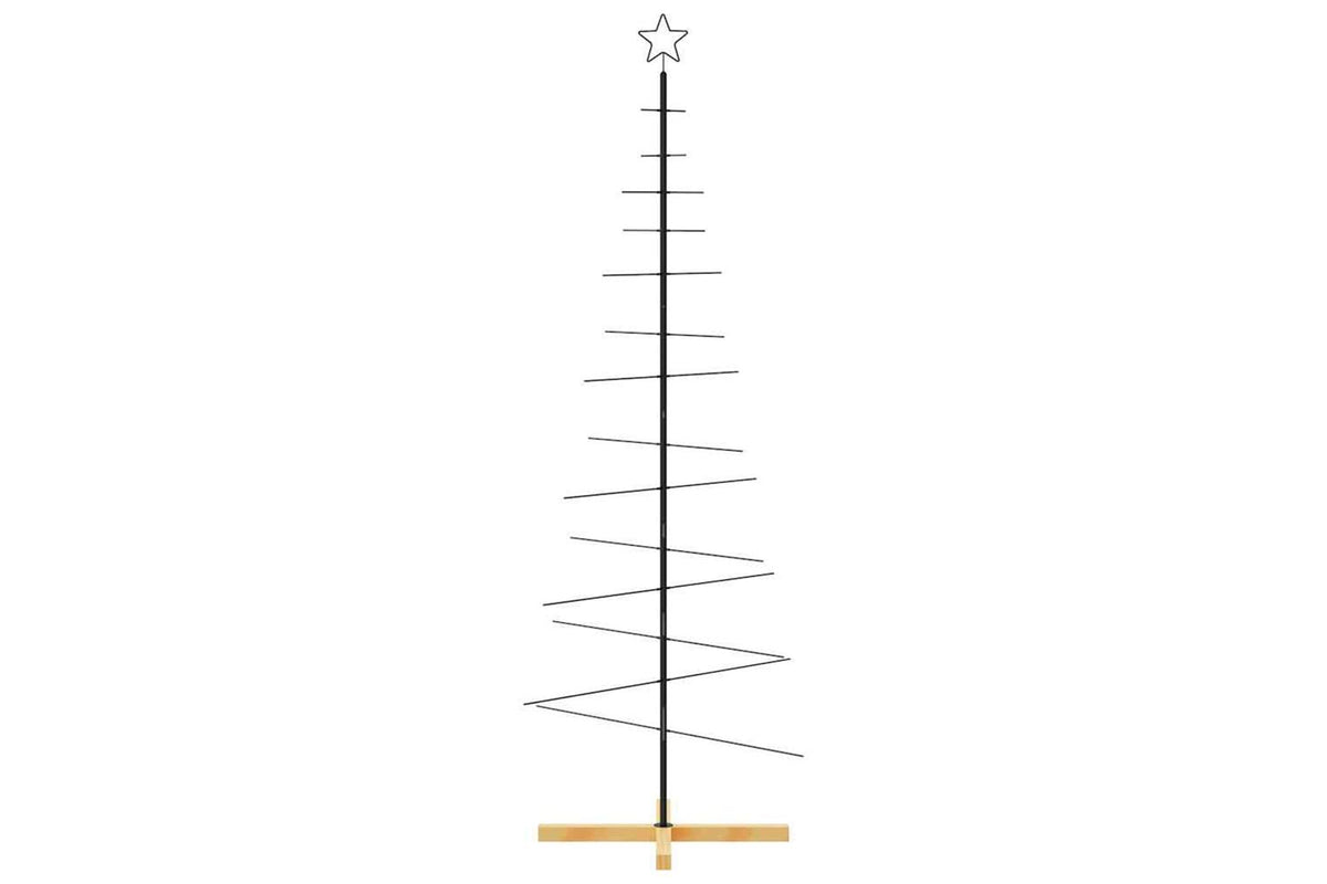 Vidaxl Metal Christmas Tree With Wooden Base Black 180 Cm-3