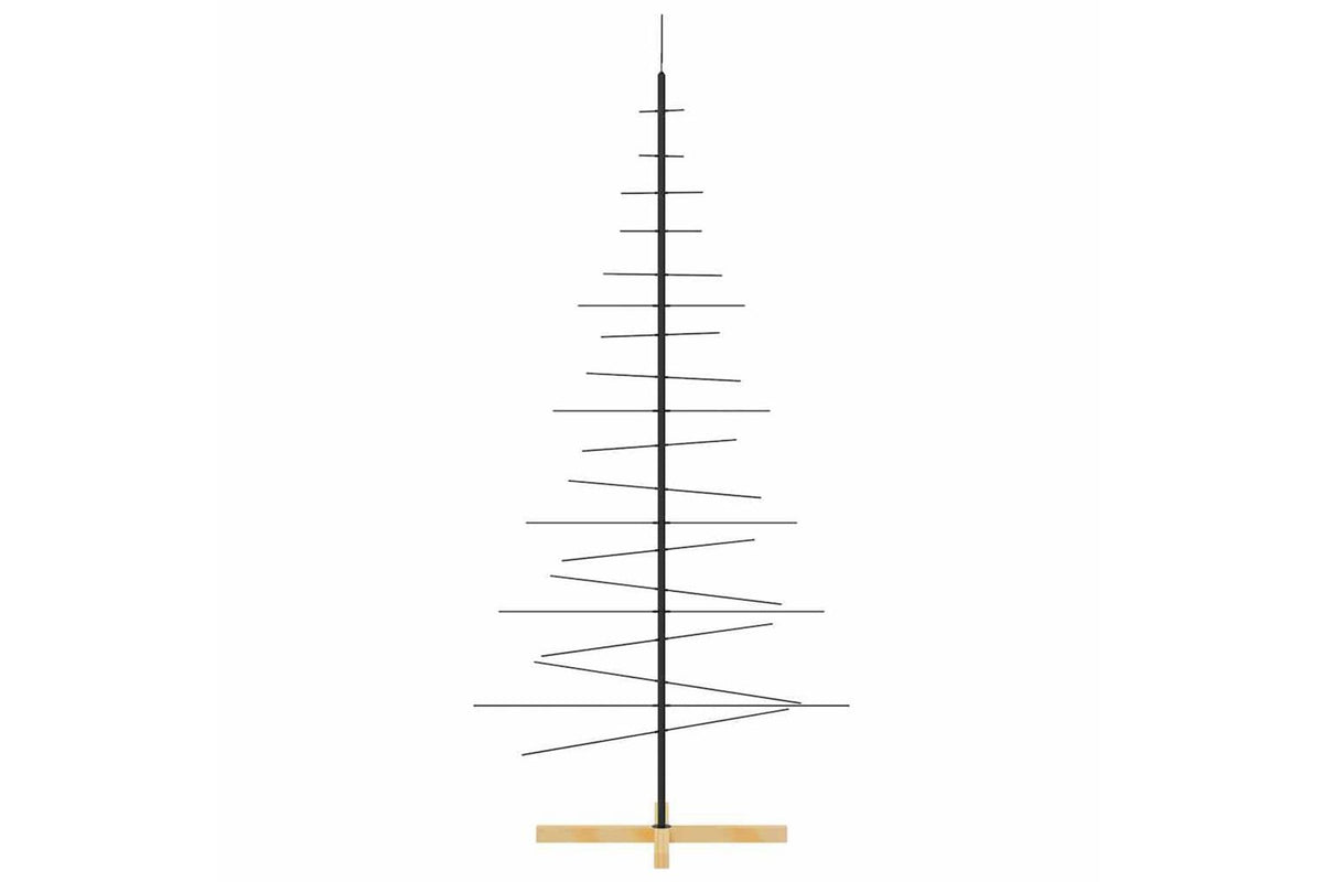 Vidaxl Metal Christmas Tree With Wooden Base Black 180 Cm-4