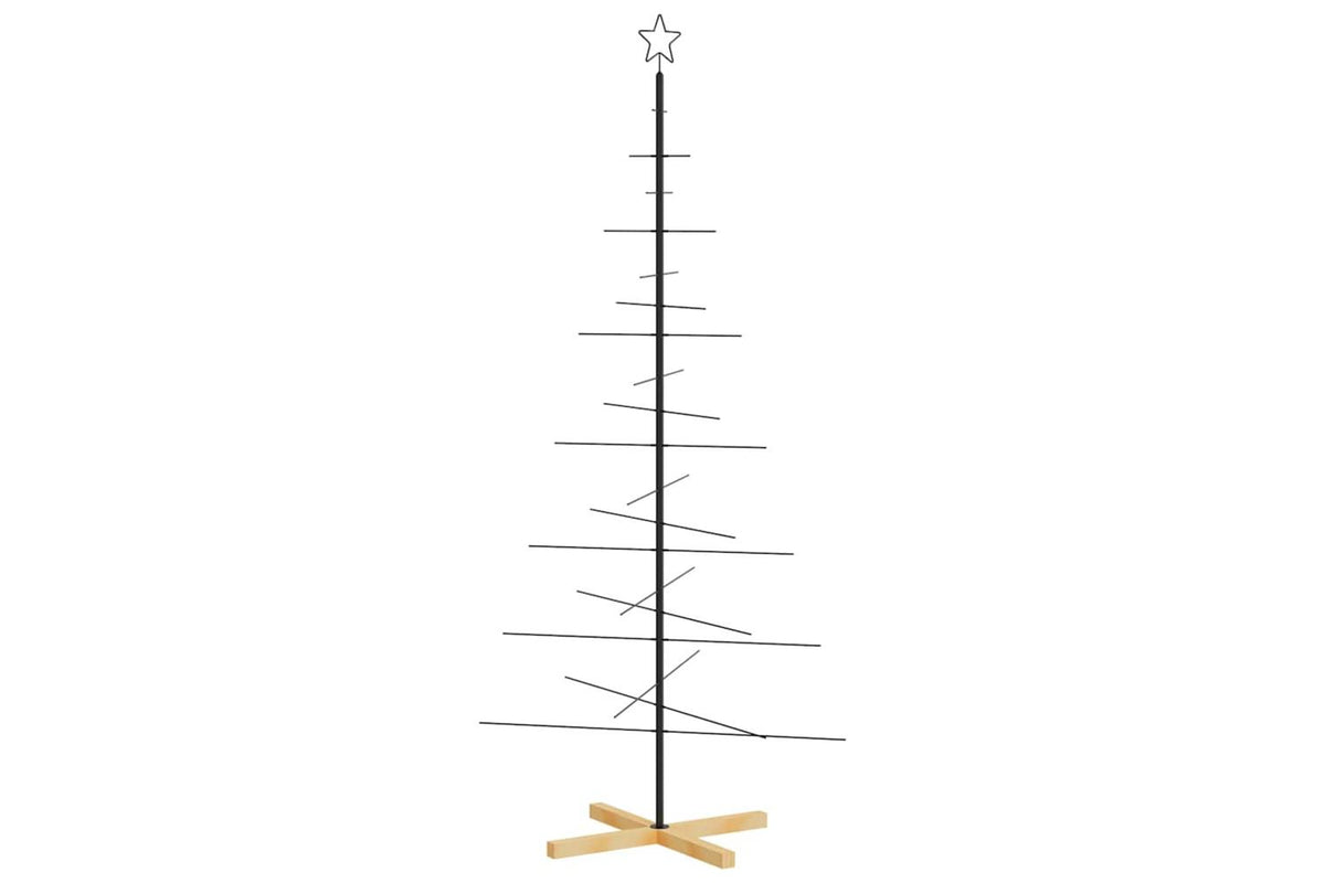 Vidaxl Metal Christmas Tree With Wooden Base Black 180 Cm-5