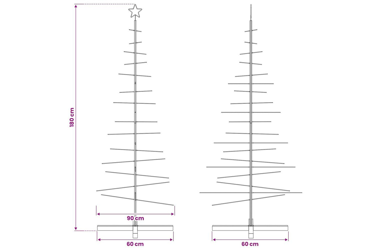 Vidaxl Metal Christmas Tree With Wooden Base Black 180 Cm-7