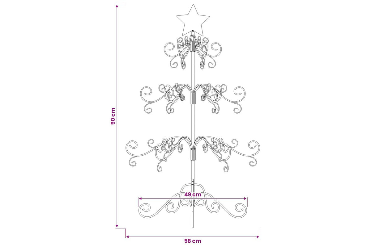 Vidaxl Metal Christmas Tree For Decoration Black 90 Cm-7
