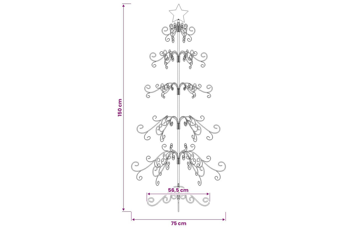 Vidaxl Metal Christmas Tree For Decoration Black 150 Cm-7