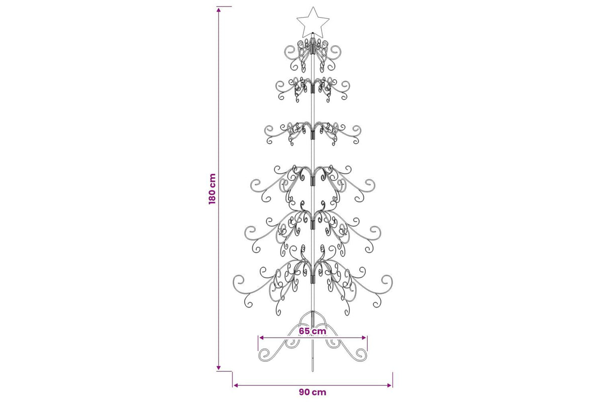 Vidaxl Metal Christmas Tree For Decoration Black 180 Cm-7