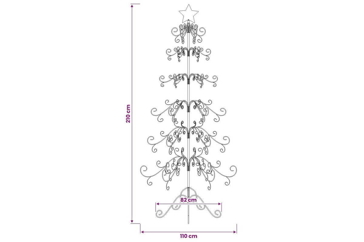 Vidaxl Metal Christmas Tree For Decoration Black 215 Cm-7