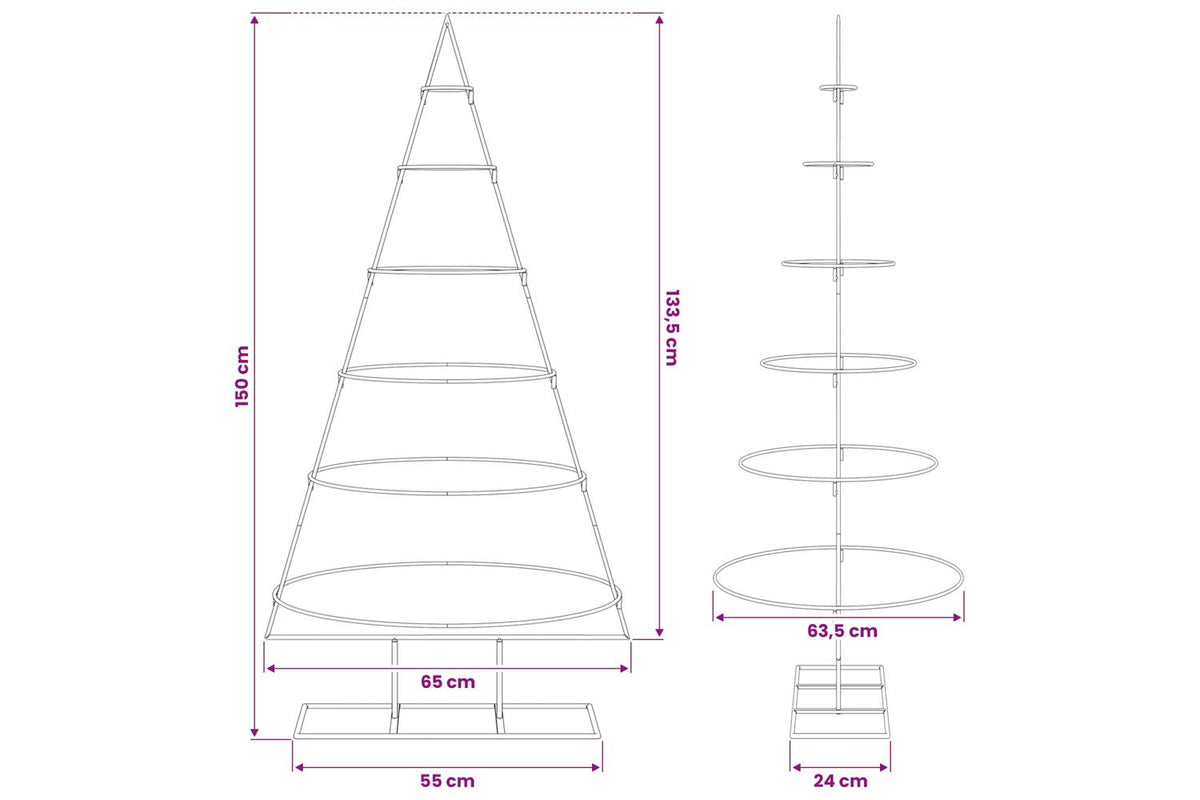 Vidaxl Metal Christmas Tree Black 150 Cm Powder-coated Steel-7