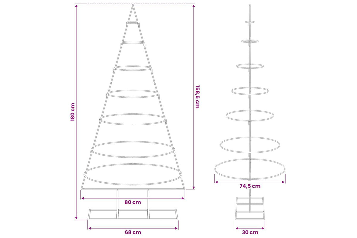 Vidaxl Metal Christmas Tree Black 180 Cm Powder-coated Steel-7
