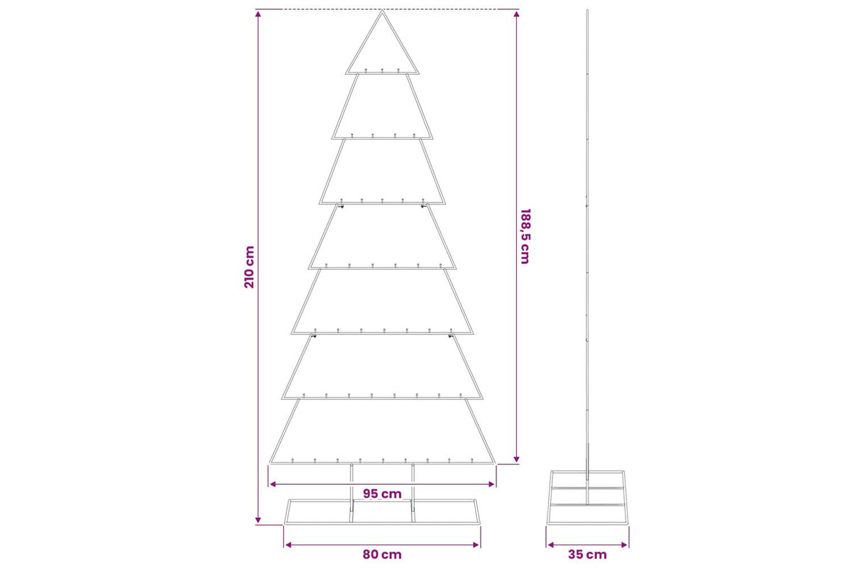 Vidaxl Metal Christmas Tree For Decoration Black 210 Cm-7
