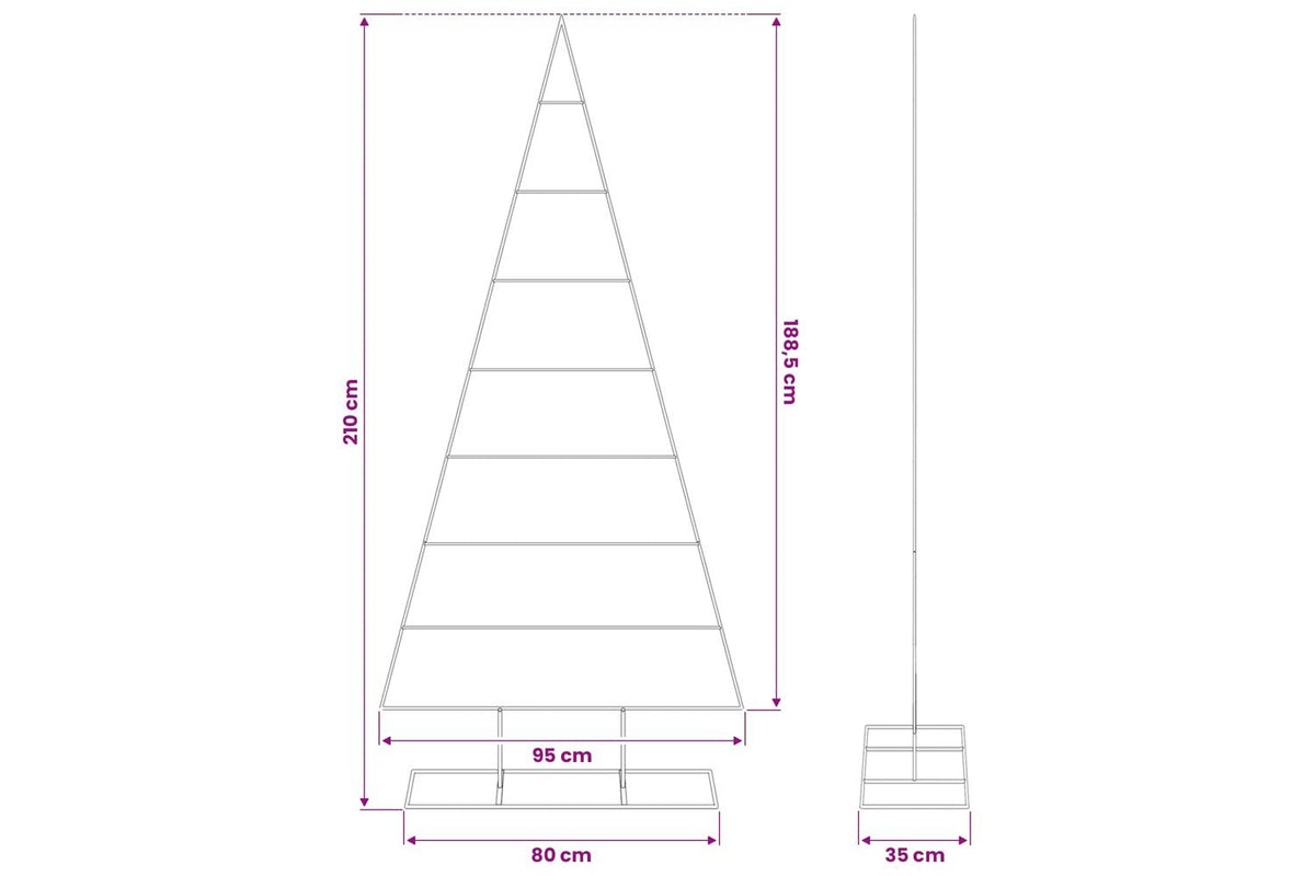 Vidaxl Metal Christmas Tree For Decoration Black 210 Cm-7
