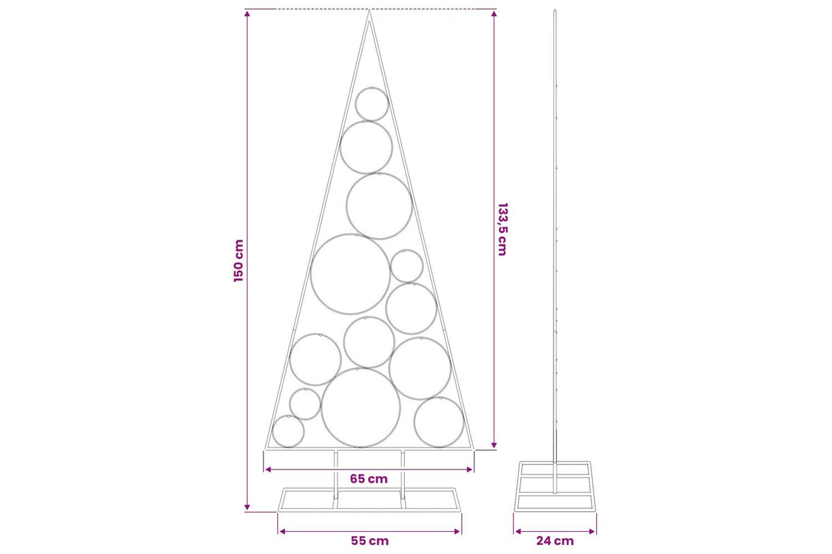 Vidaxl Metal Christmas Tree For Decoration Black 150 Cm-7
