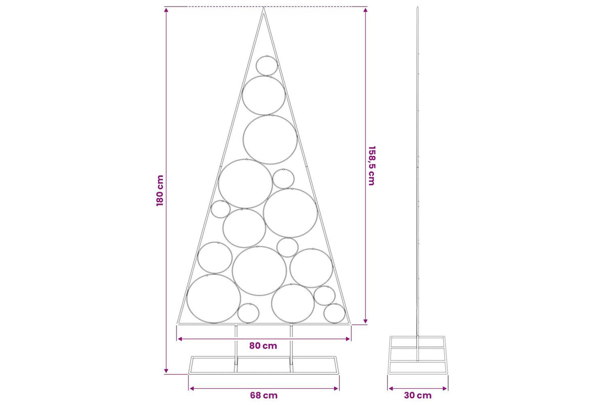Vidaxl Metal Christmas Tree For Decoration Black 180 Cm-7