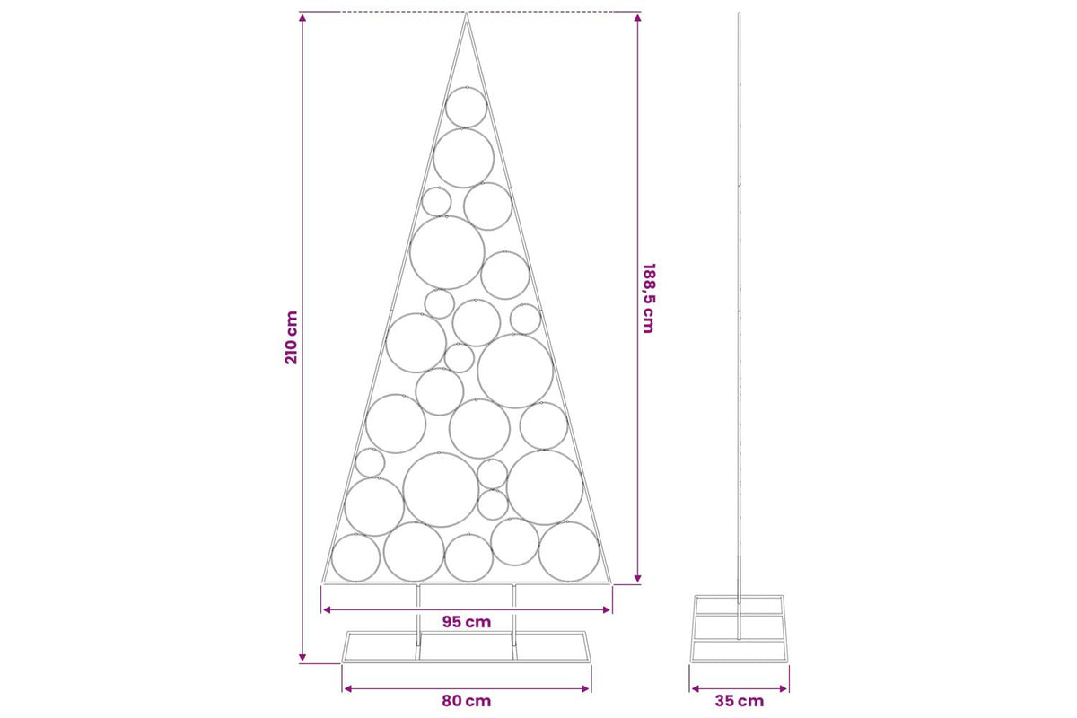 Vidaxl Metal Christmas Tree For Decoration Black 210 Cm-7