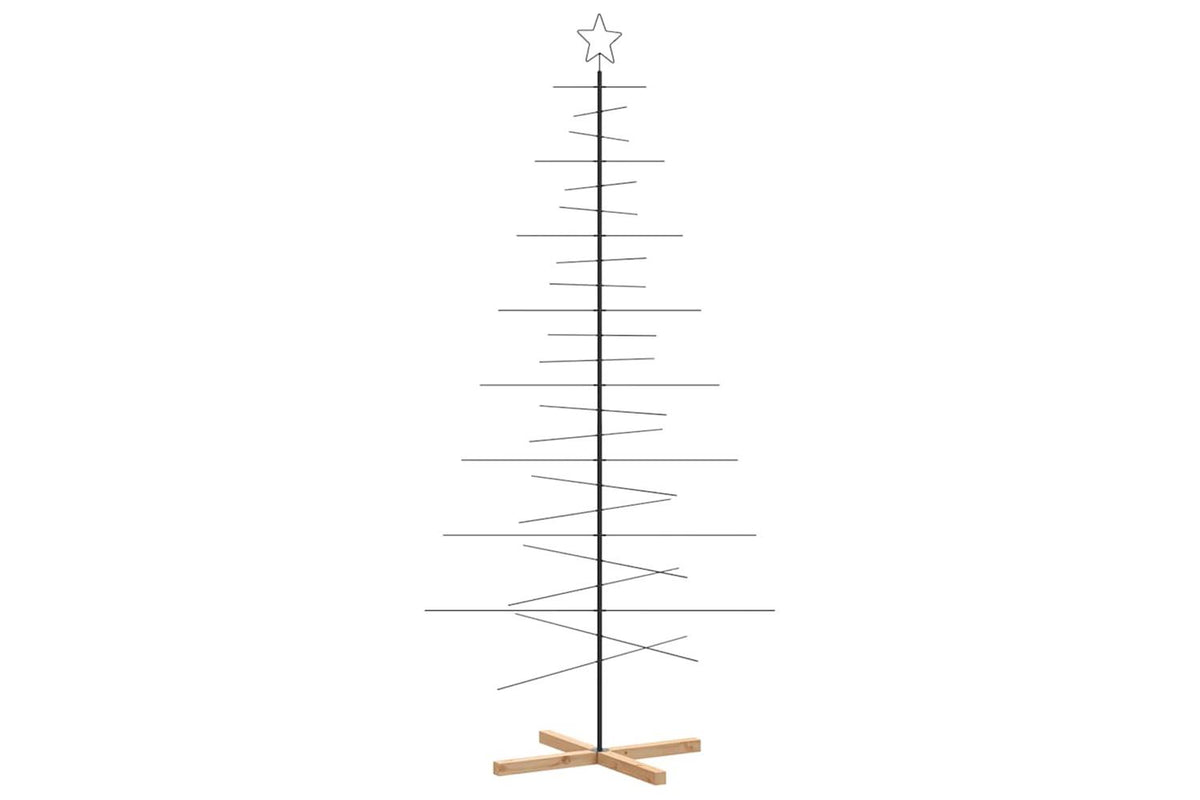Vidaxl Metal Christmas Tree With Wooden Base Black 210 Cm-2