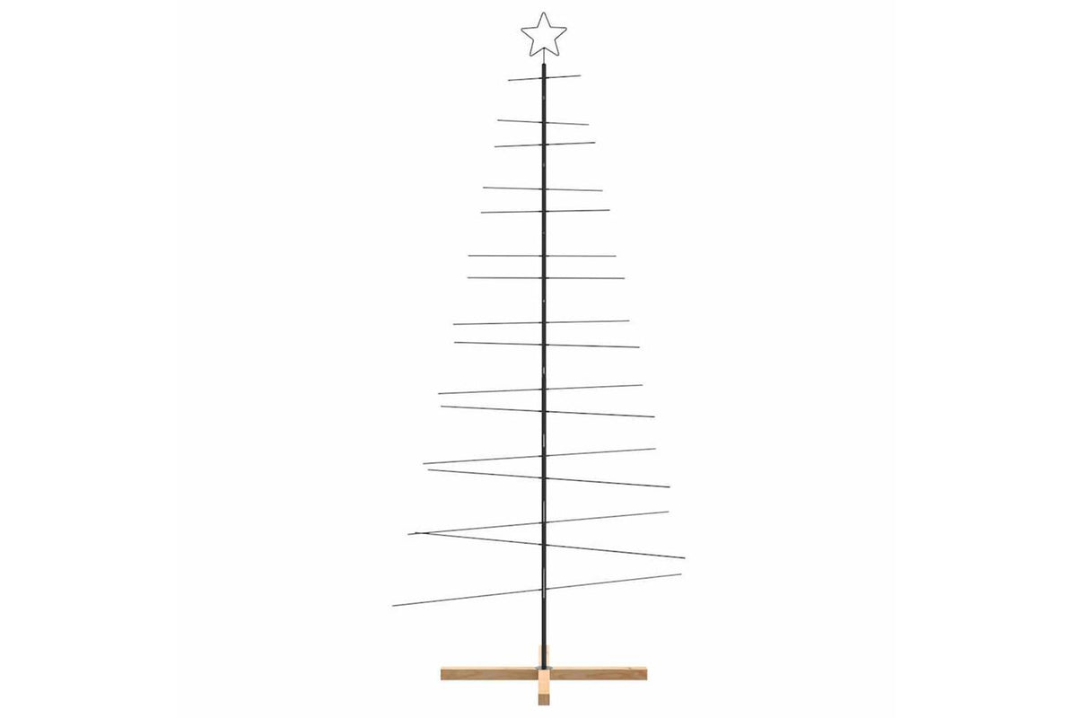 Vidaxl Metal Christmas Tree With Wooden Base Black 210 Cm-3