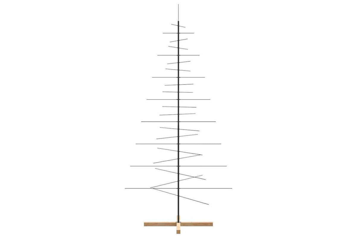 Vidaxl Metal Christmas Tree With Wooden Base Black 210 Cm-4
