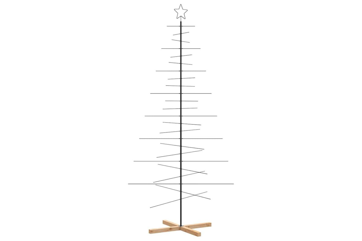 Vidaxl Metal Christmas Tree With Wooden Base Black 210 Cm-5