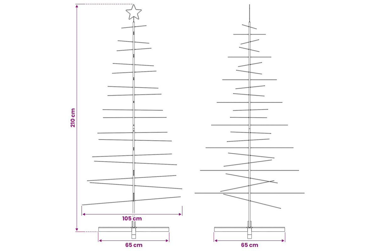 Vidaxl Metal Christmas Tree With Wooden Base Black 210 Cm-7