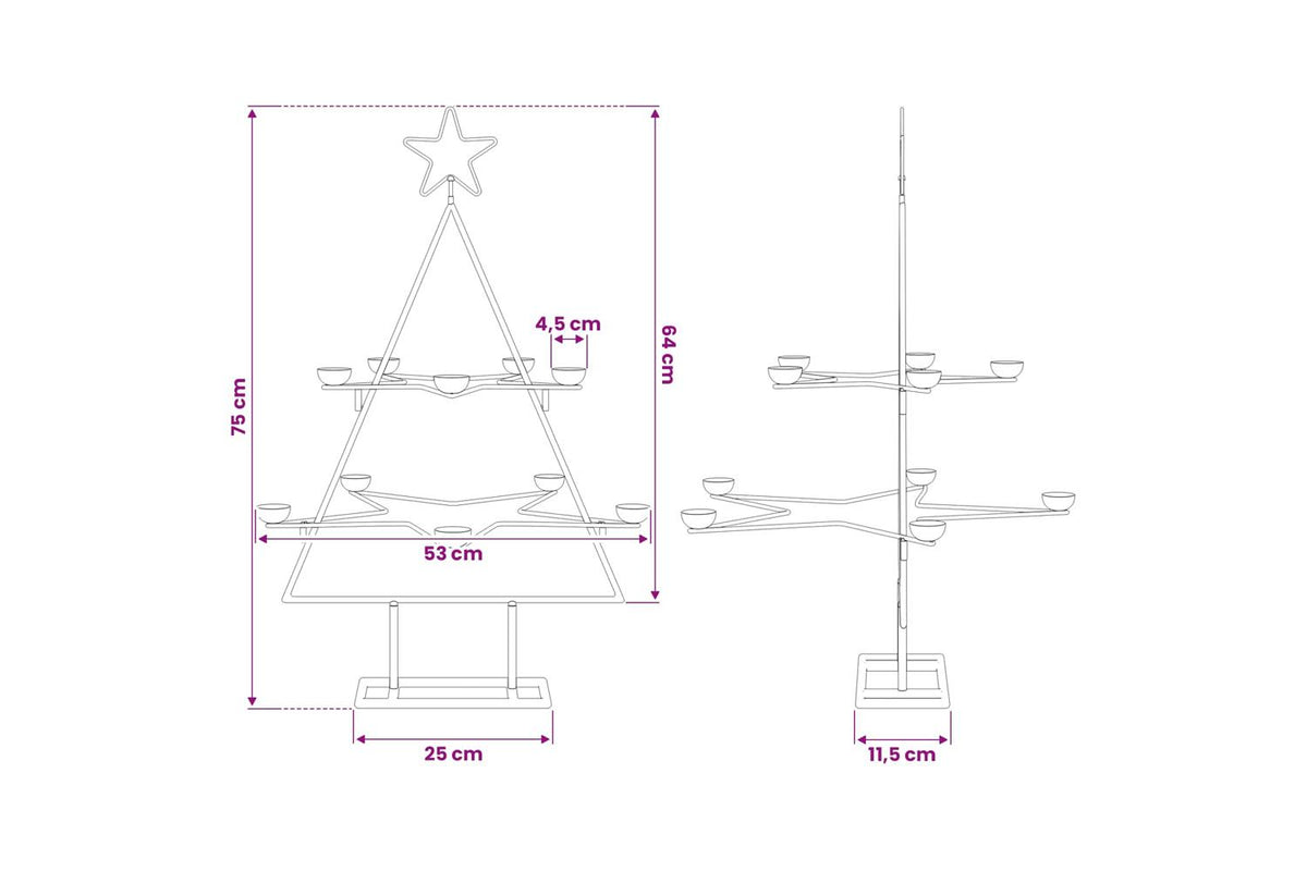 Vidaxl Metal Christmas Tree For Decoration Black 75 Cm-8